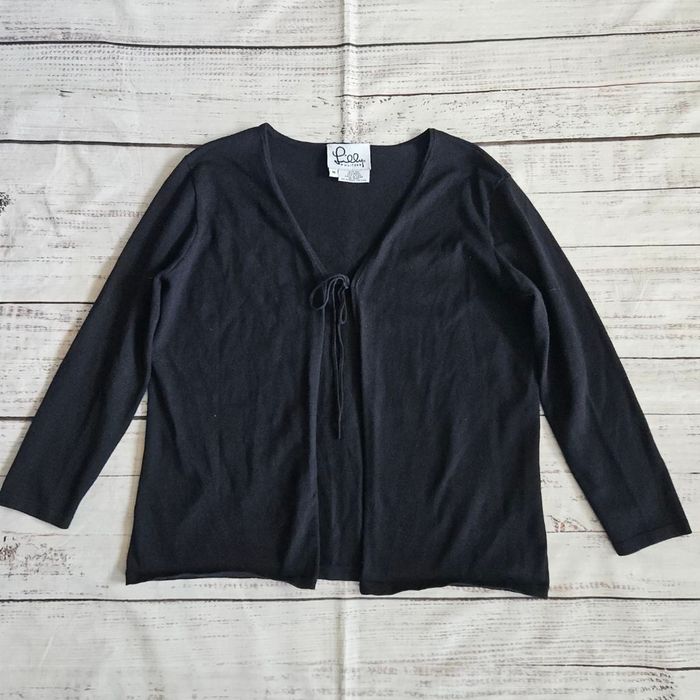 Vintage Y2K Lilly Pulitzer Coquette Gothcore Girly Black Tie Front Cardigan Silk